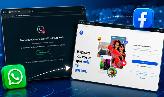 imagen de WhatsApp Web cae y redirige a Facebook